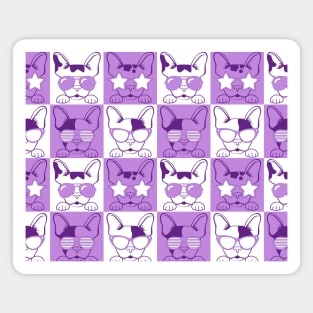 Frenchies with Glasses Pattern Purple Magnet